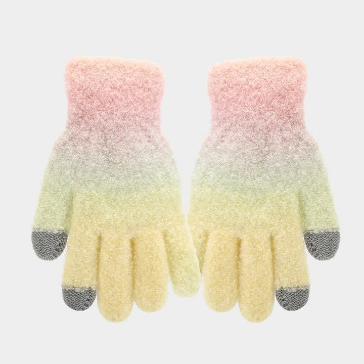 Lot de 3 bonnets, écharpes et gants tricotés en boule de fourrure colorée teintée unisexe