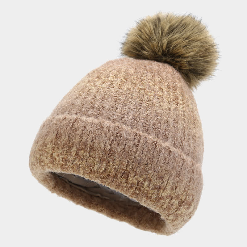 Lot de 3 bonnets, écharpes et gants tricotés en boule de fourrure colorée teintée unisexe