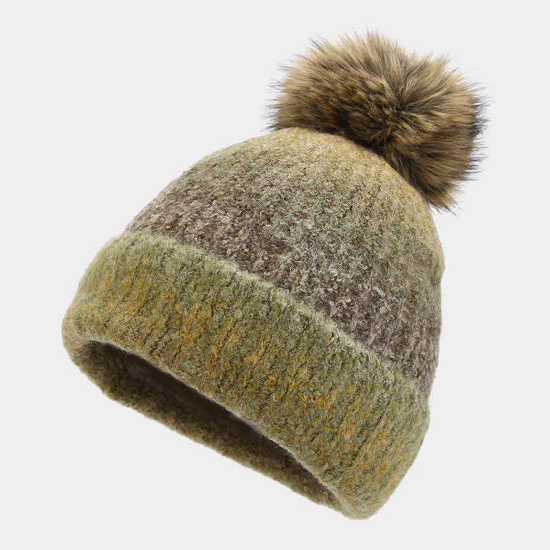 Lot de 3 bonnets, écharpes et gants tricotés en boule de fourrure colorée teintée unisexe