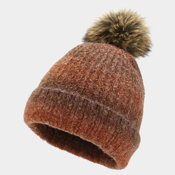 Lot de 3 bonnets, écharpes et gants tricotés en boule de fourrure colorée teintée unisexe