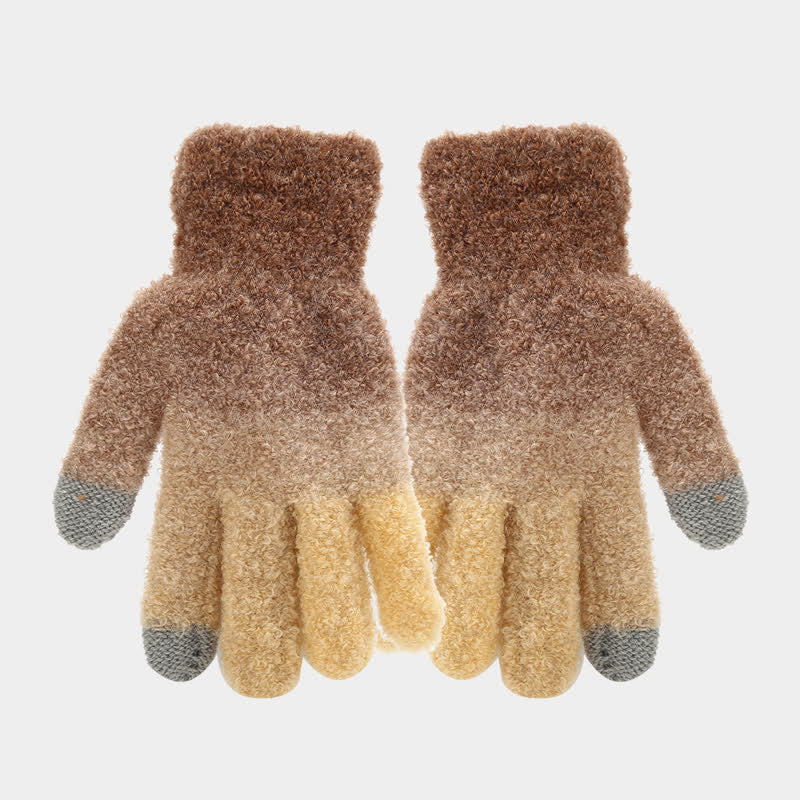 Lot de 3 bonnets, écharpes et gants tricotés en boule de fourrure colorée teintée unisexe