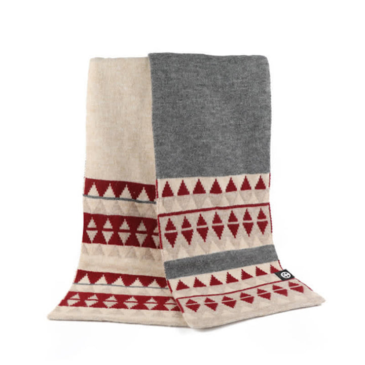 Ensemble de 3 pièces unisexes à motif triangulaire avec bonnet, écharpe et gants tricotés en fourrure