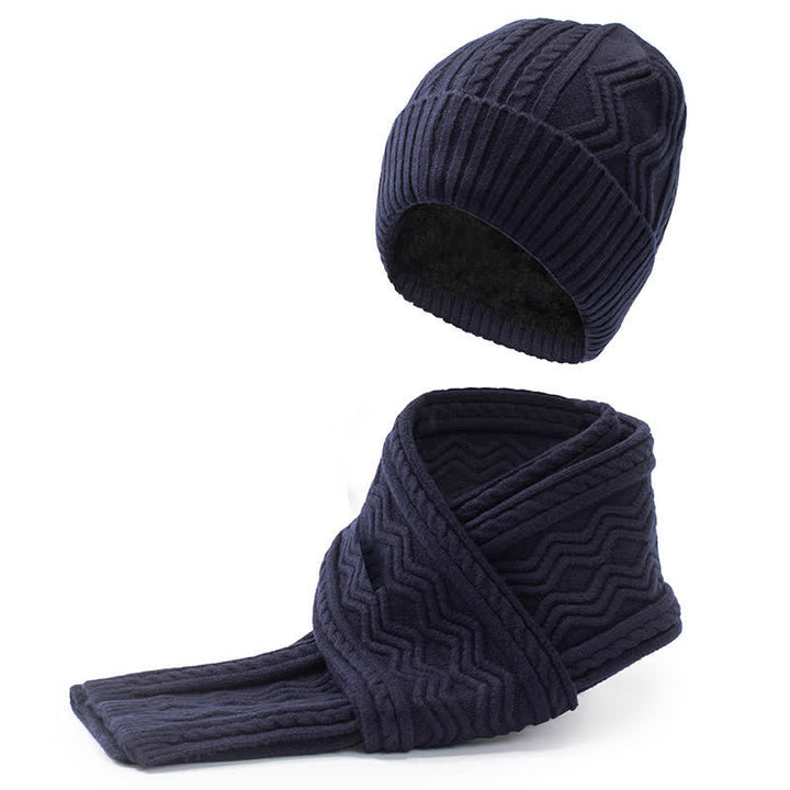 Lot de 2 bonnets, écharpes et gants tricotés en jacquard unisexe de couleur unie
