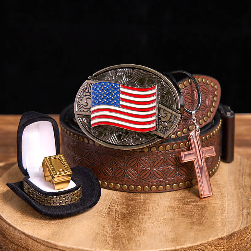 Ensemble de colliers et bagues à lame avec couteau caché et drapeau américain à faire soi-même