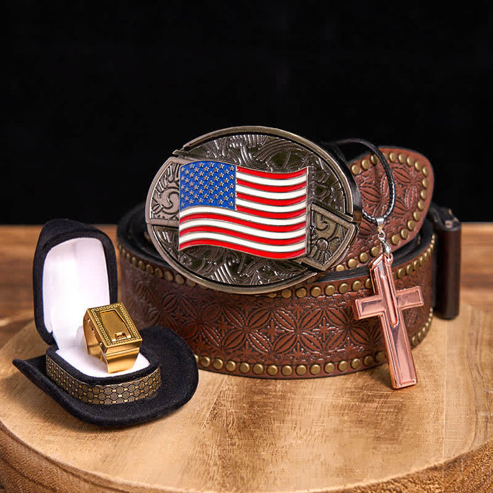 Ensemble de colliers et bagues à lame avec couteau caché et drapeau américain à faire soi-même
