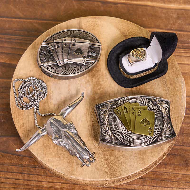Ensemble de boucles de ceinture et pendentifs en forme de taureau et de longhorn, couteau caché de poker à faire soi-même