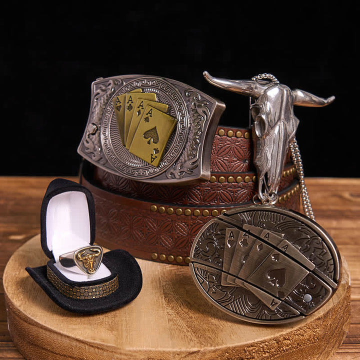 Ensemble de boucles de ceinture et pendentifs en forme de taureau et de longhorn, couteau caché de poker à faire soi-même