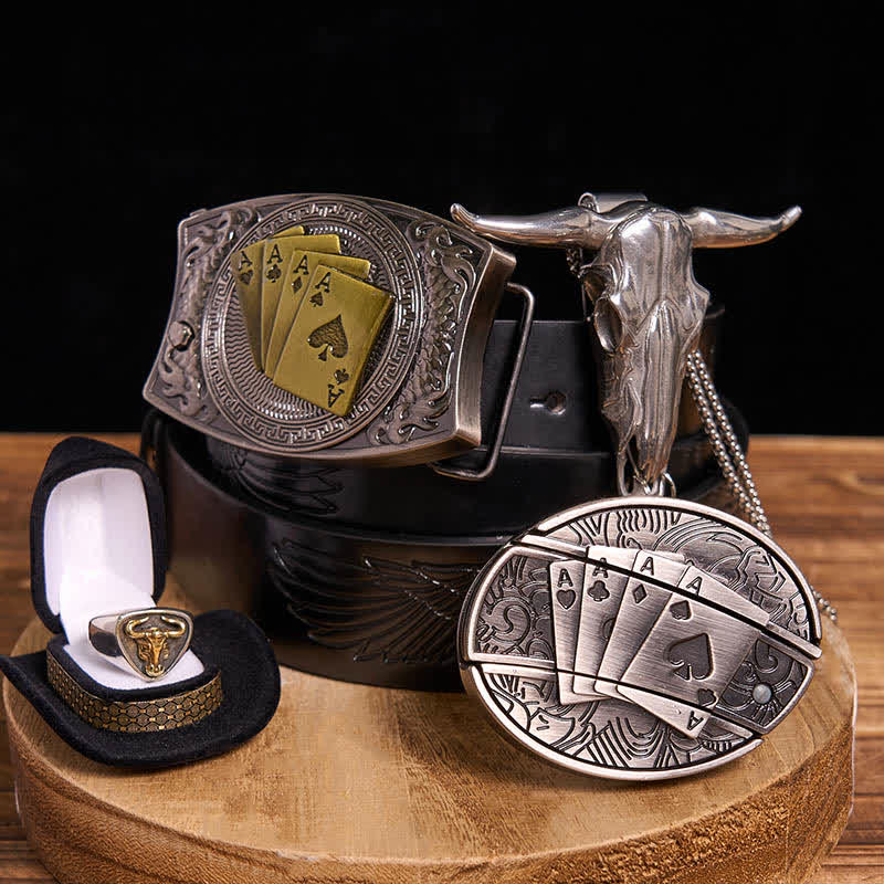 Ensemble de boucles de ceinture et pendentifs en forme de taureau et de longhorn, couteau caché de poker à faire soi-même