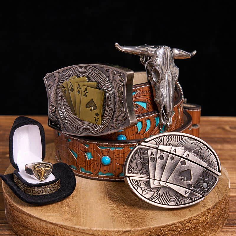 Ensemble de boucles de ceinture et pendentifs en forme de taureau et de longhorn, couteau caché de poker à faire soi-même
