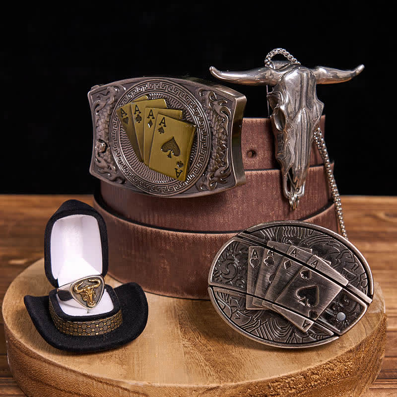 Ensemble de boucles de ceinture et pendentifs en forme de taureau et de longhorn, couteau caché de poker à faire soi-même