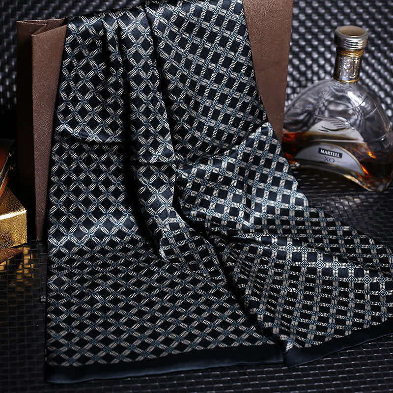 Écharpe longue en pure soie de luxe en crêpe satin pour homme