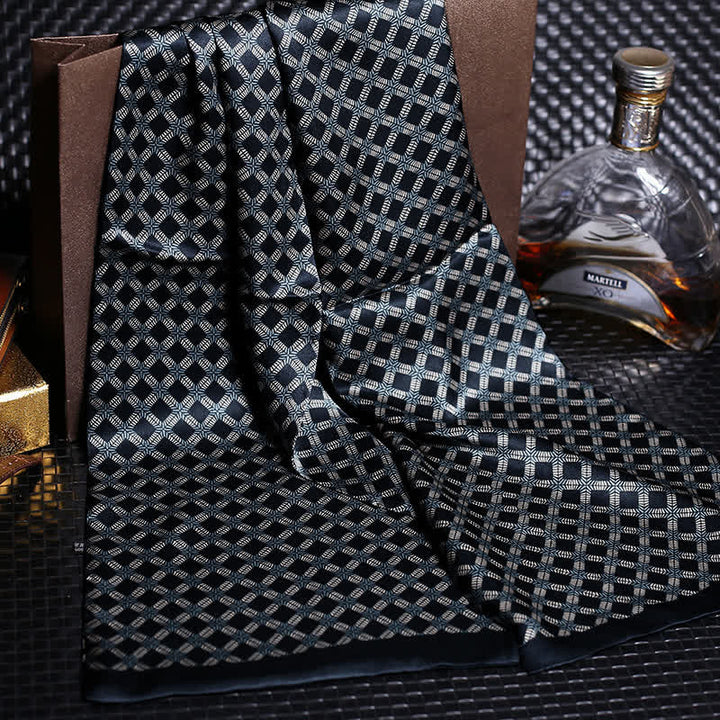 Écharpe longue en pure soie de luxe en crêpe satin pour homme