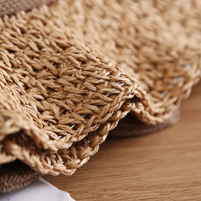 Chapeau de paille pliable en crochet avec nœud papillon pour la plage