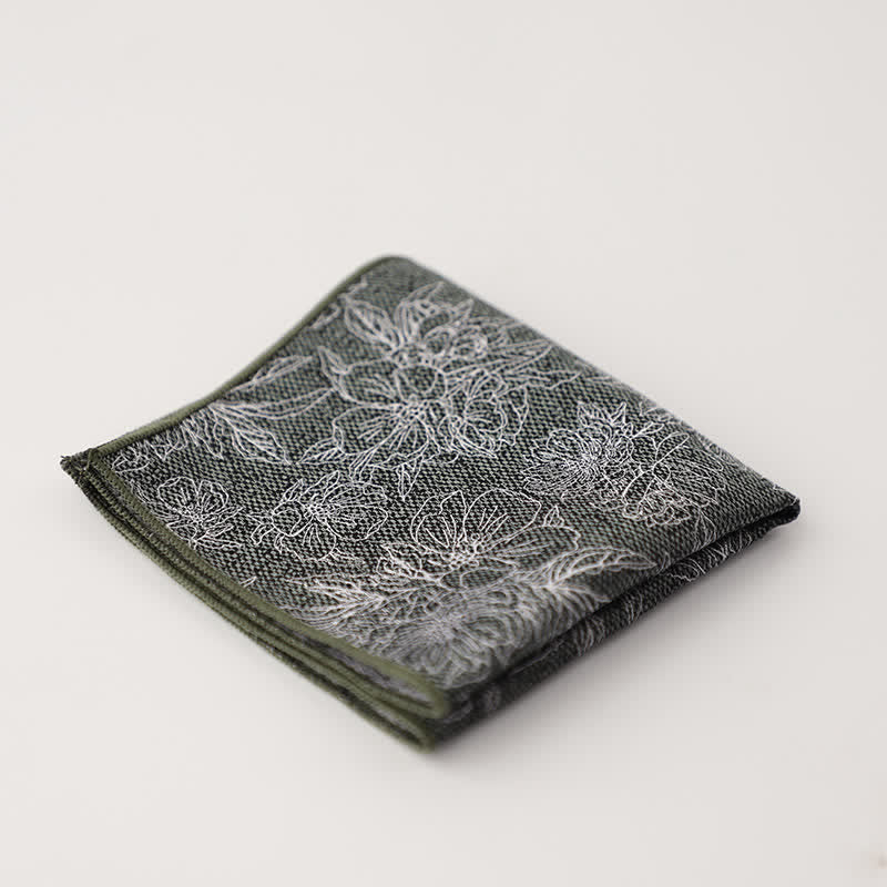 Pochette de costume à motif floral et feuilles artistiques pour homme