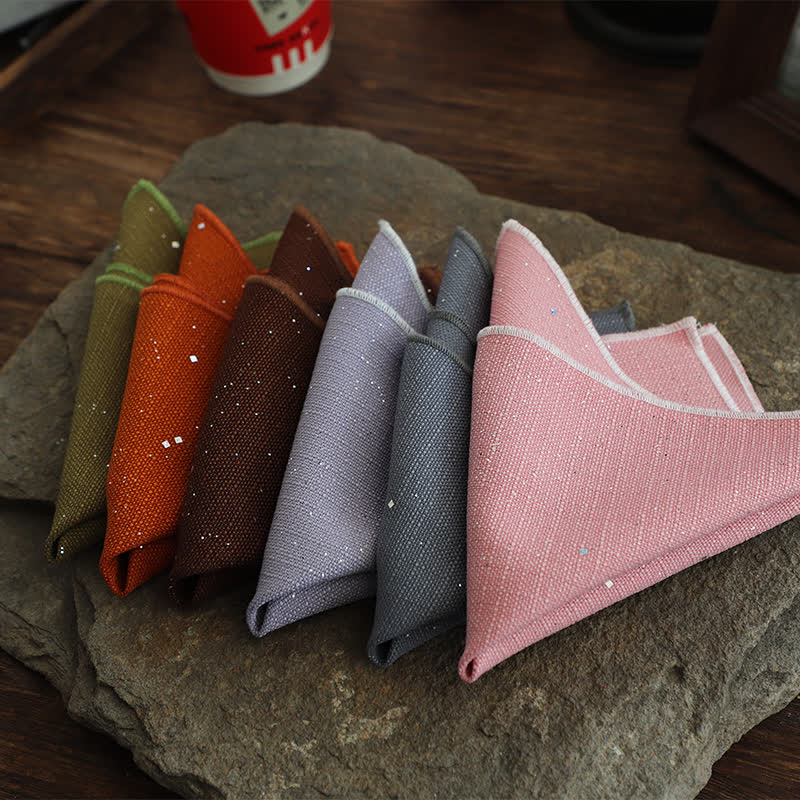 Pochette de costume simple à paillettes pour homme de couleur unie