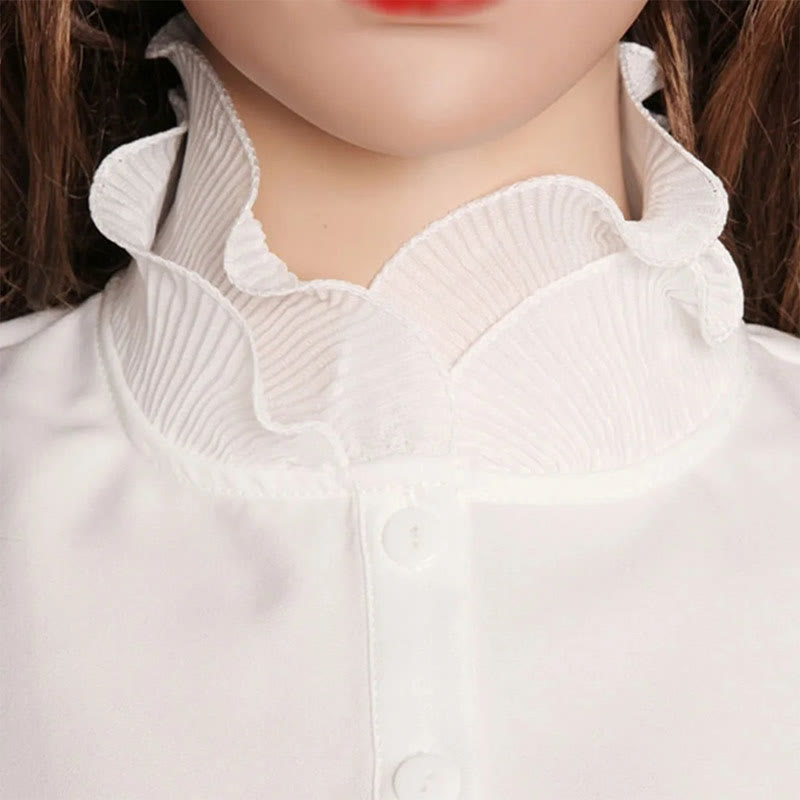 Chemise à revers amovible, faux col montant à volants avec manche