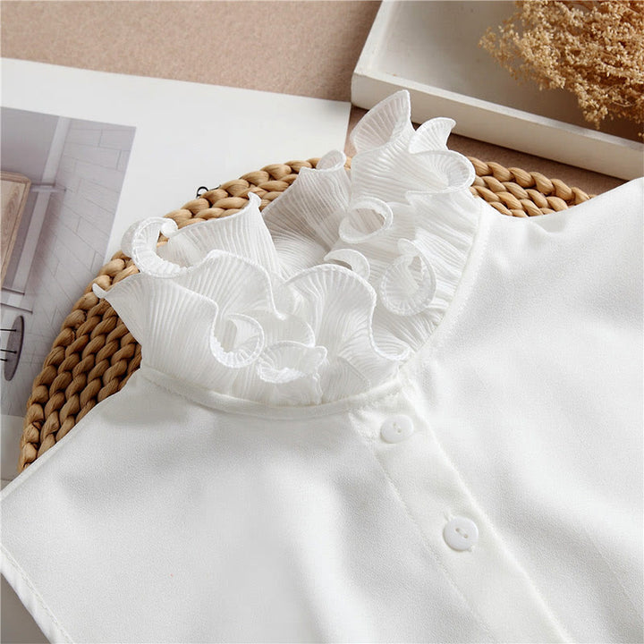 Chemise à revers amovible, faux col montant à volants avec manche