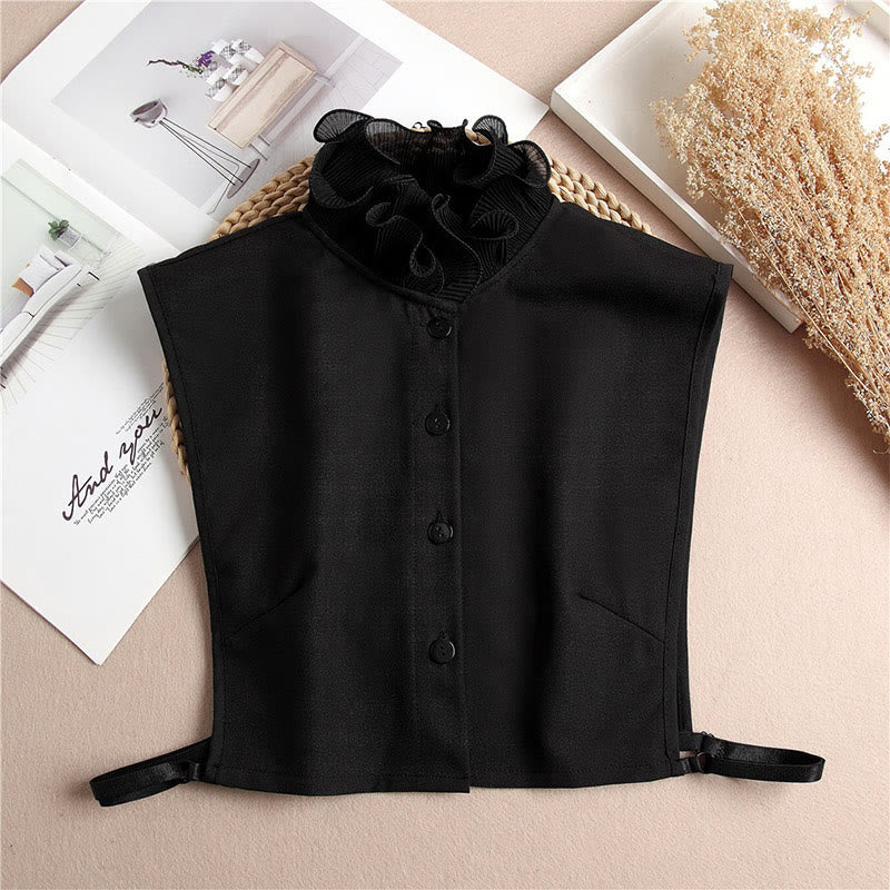 Chemise à revers amovible, faux col montant à volants avec manche