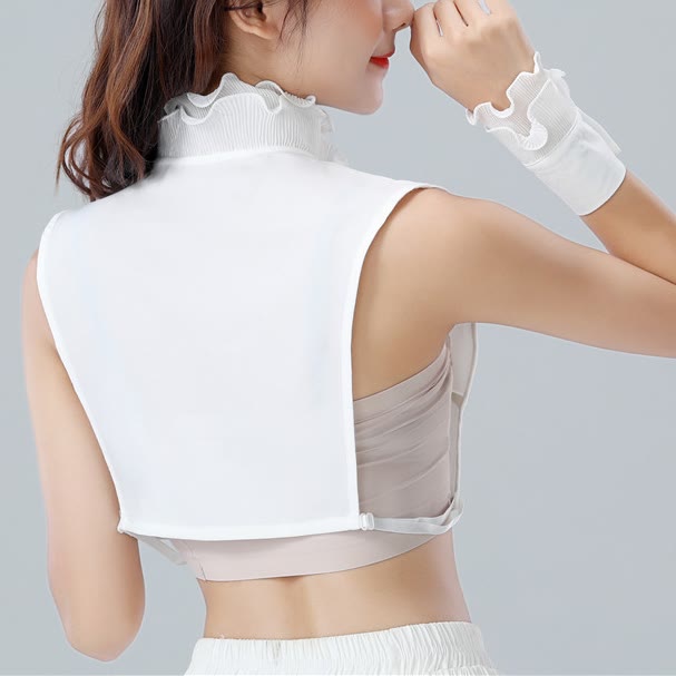 Chemise à revers amovible, faux col montant à volants avec manche