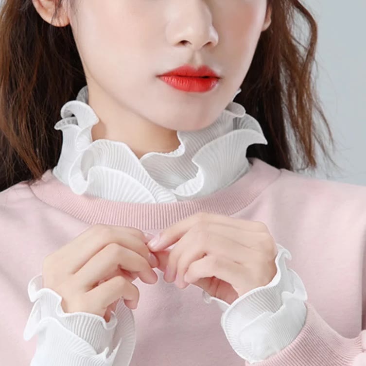 Chemise à revers amovible, faux col montant à volants avec manche