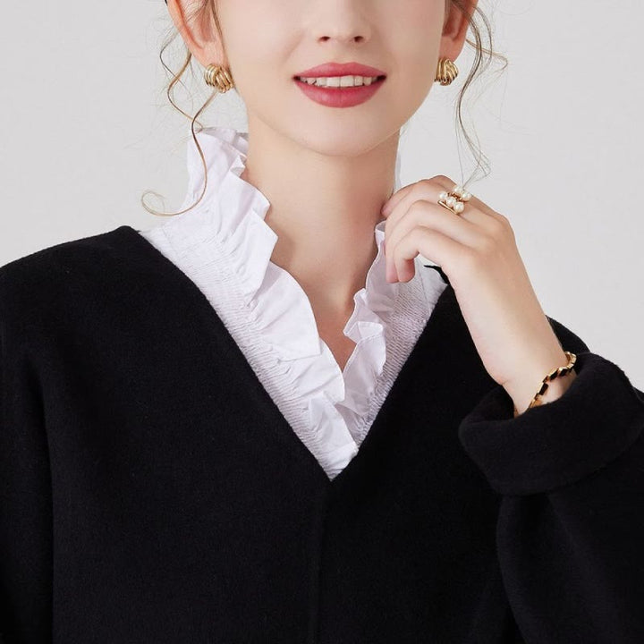 Chemise à col en V amovible pour femme