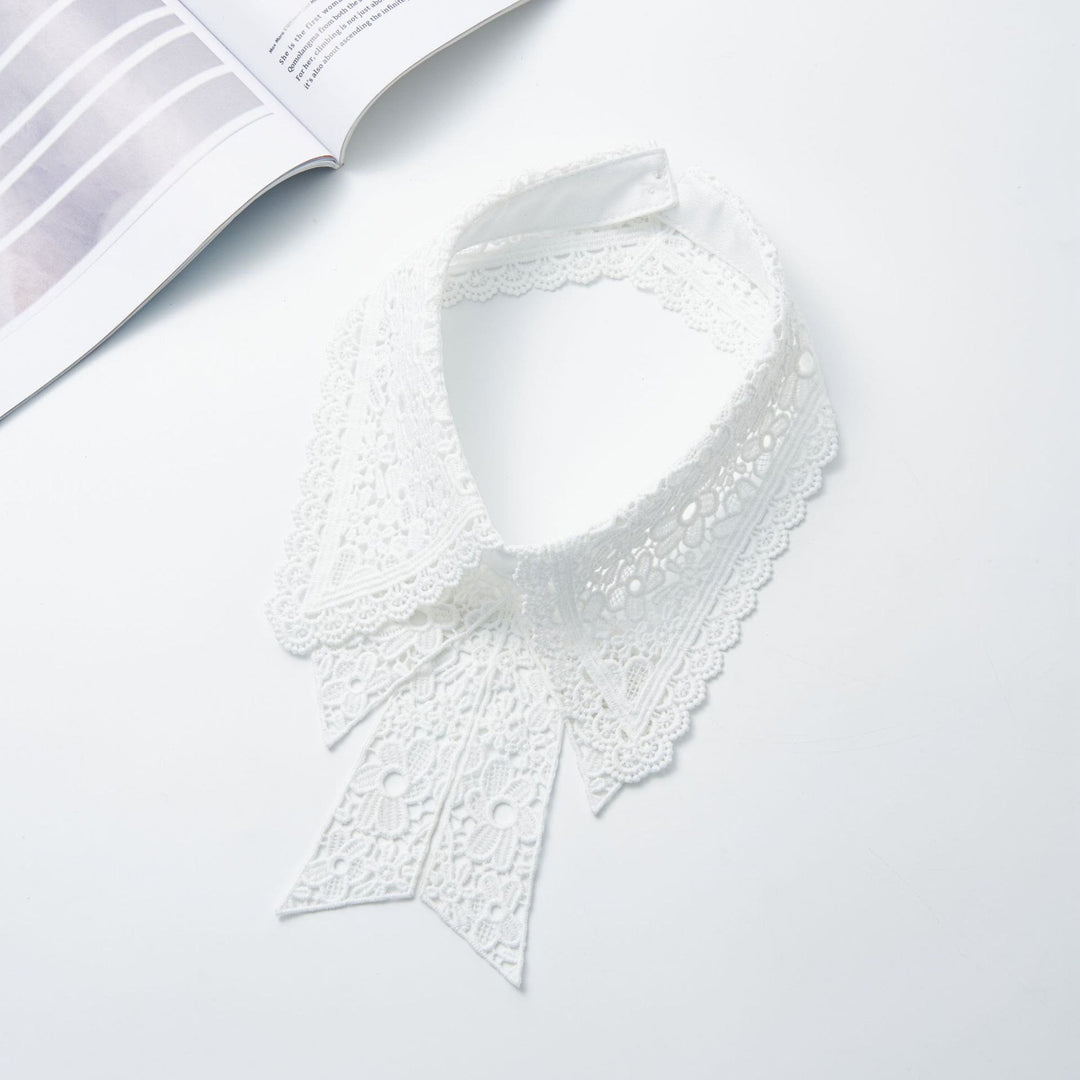 Chemisier demi-chemise amovible en dentelle florale à faux col
