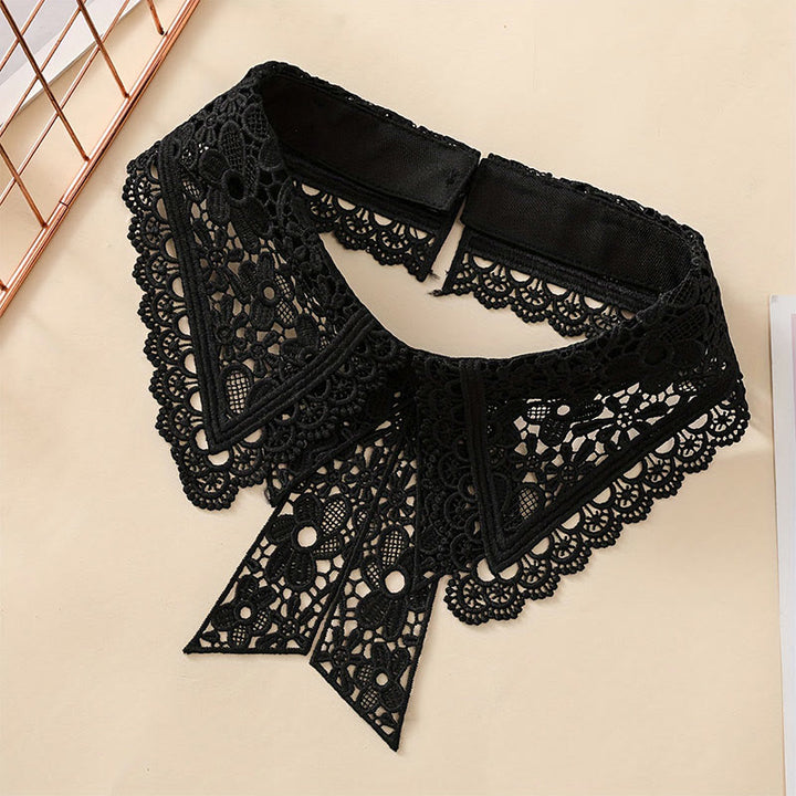Chemisier demi-chemise amovible en dentelle florale à faux col