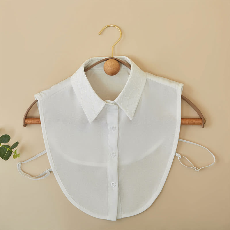 Chemisier demi-chemise amovible à faux col et broderie florale