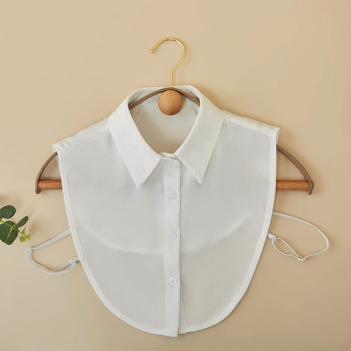 Chemisier demi-chemise amovible à faux col et broderie florale