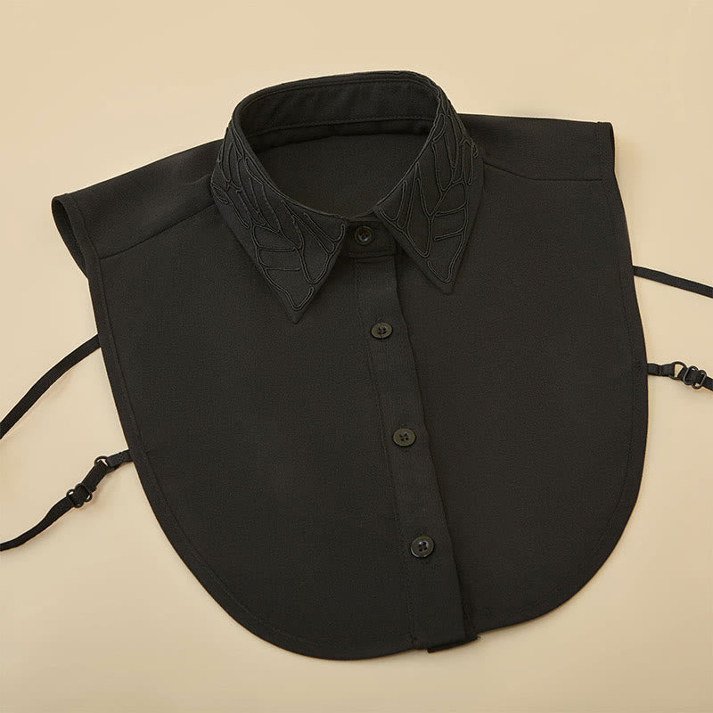 Chemisier demi-chemise amovible à faux col et broderie florale