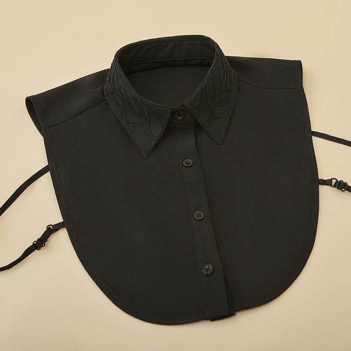 Chemisier demi-chemise amovible à faux col et broderie florale