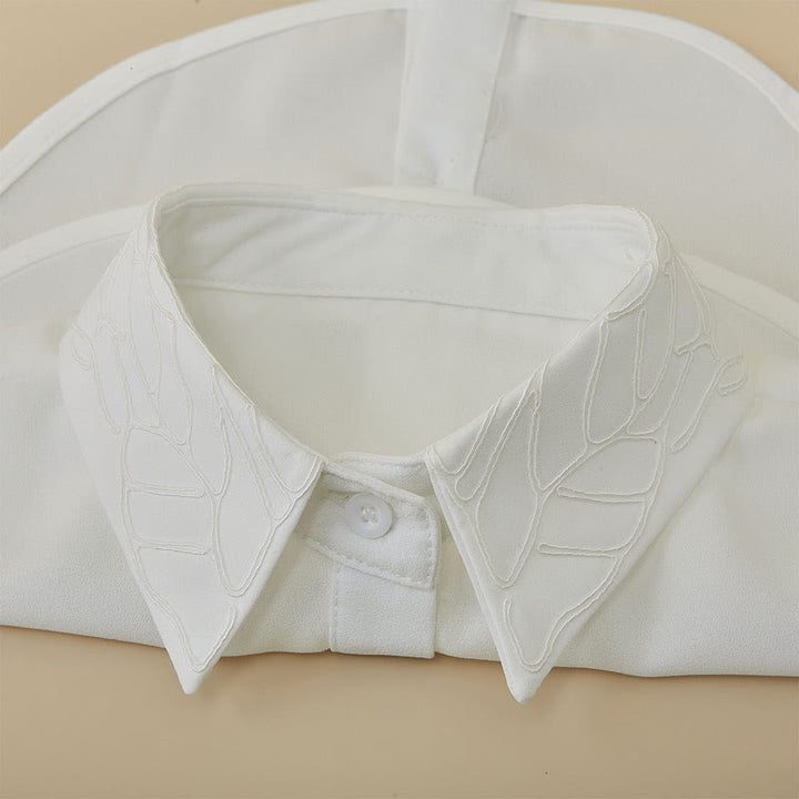 Chemisier demi-chemise amovible à faux col et broderie florale