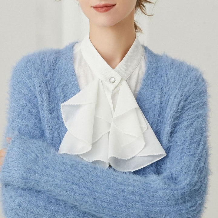 Accessoire de chemise demi-amovible à col factice avec nœud papillon à volants