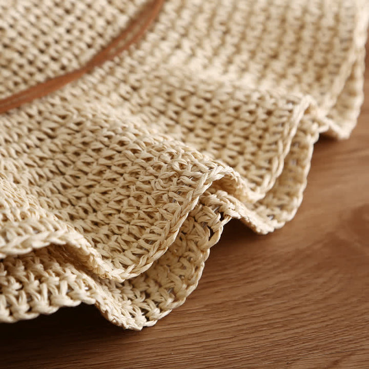 Chapeau de paille pliable élégant à large bord pour femme