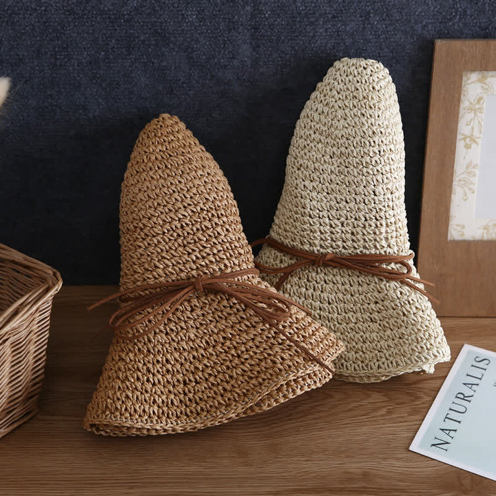 Chapeau de paille pliable élégant à large bord pour femme