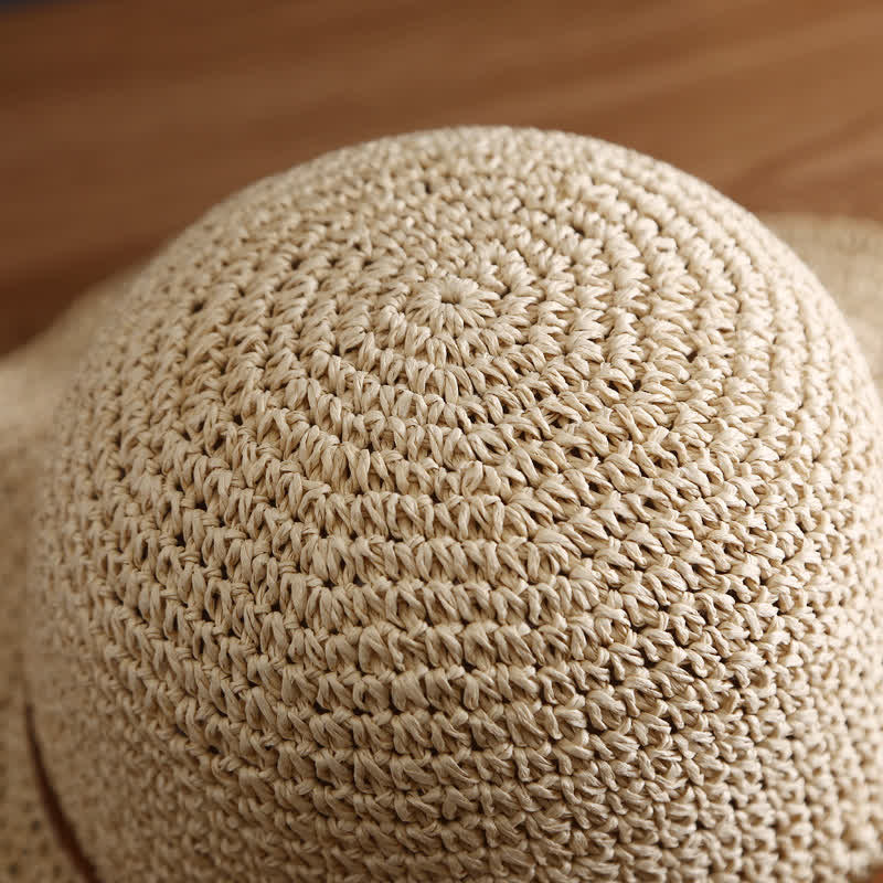 Chapeau de paille pliable élégant à large bord pour femme
