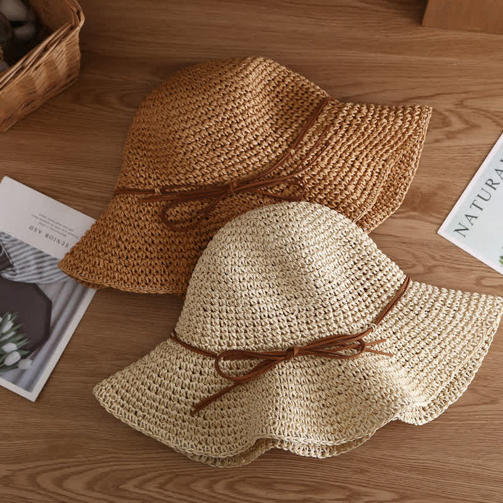 Chapeau de paille pliable élégant à large bord pour femme