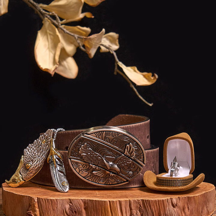 Ensemble de boucles de ceinture et de couteaux cachés avec pendentif aigle à tête blanche