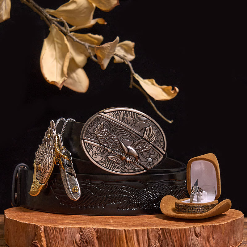 Ensemble de boucles de ceinture et de couteaux cachés avec pendentif aigle à tête blanche
