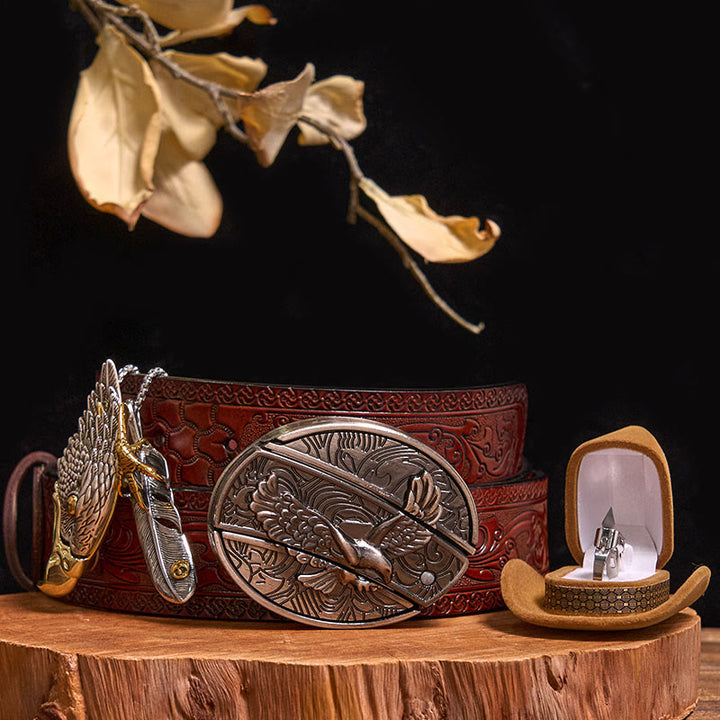 Ensemble de boucles de ceinture et de couteaux cachés avec pendentif aigle à tête blanche