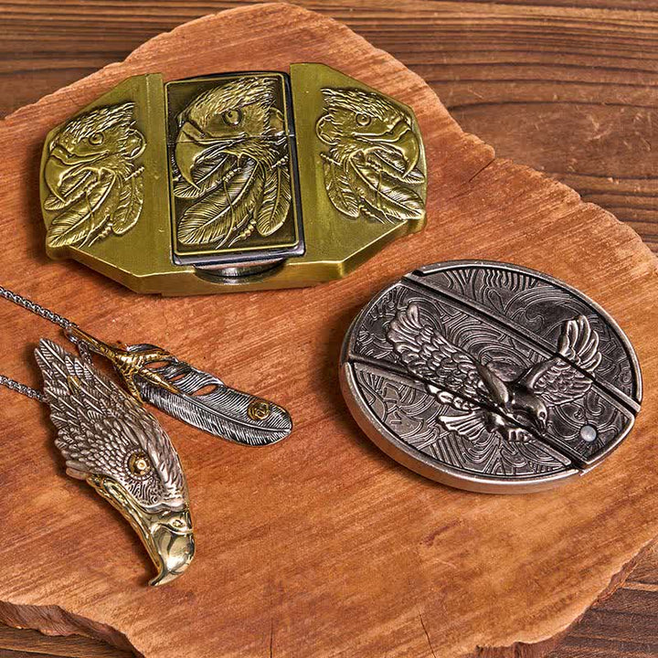 Ensemble de boucles de ceinture, couteau caché, briquet et pendentif caché Eagle DIY