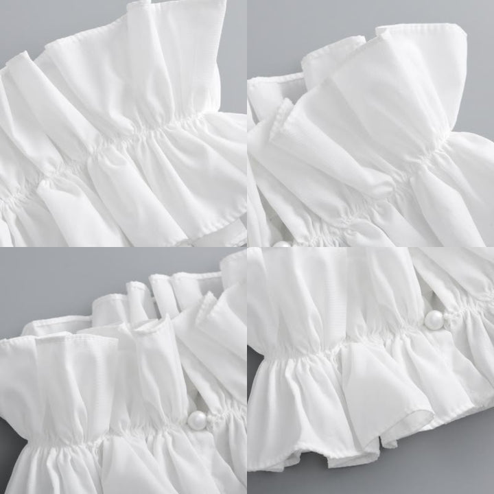 Chemise à col plissé et faux col amovible