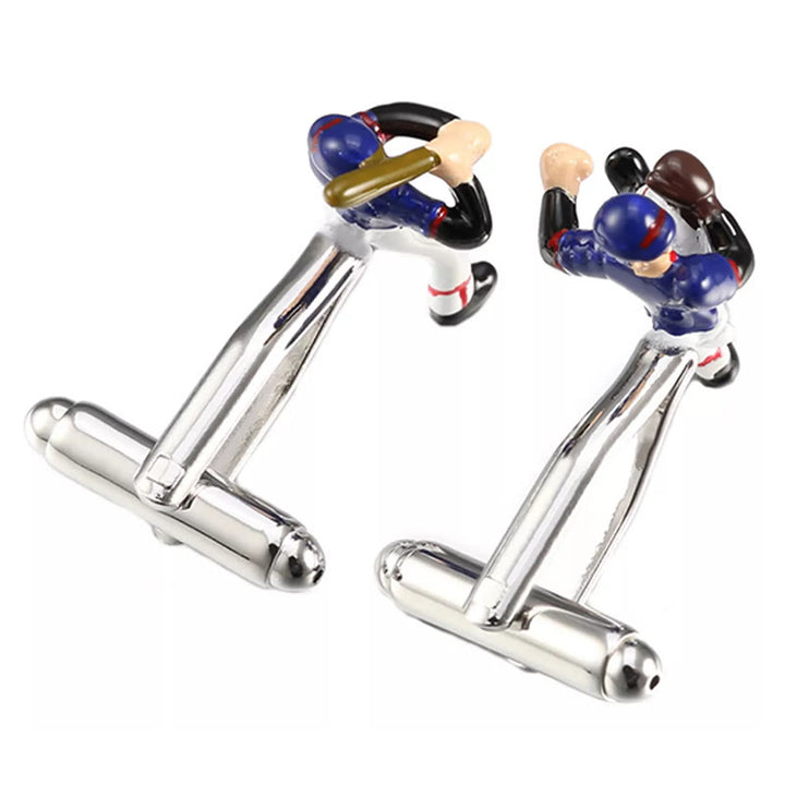Lot de 1 paire de boutons de manchette pour homme avec couvre-boutons Baseball Time