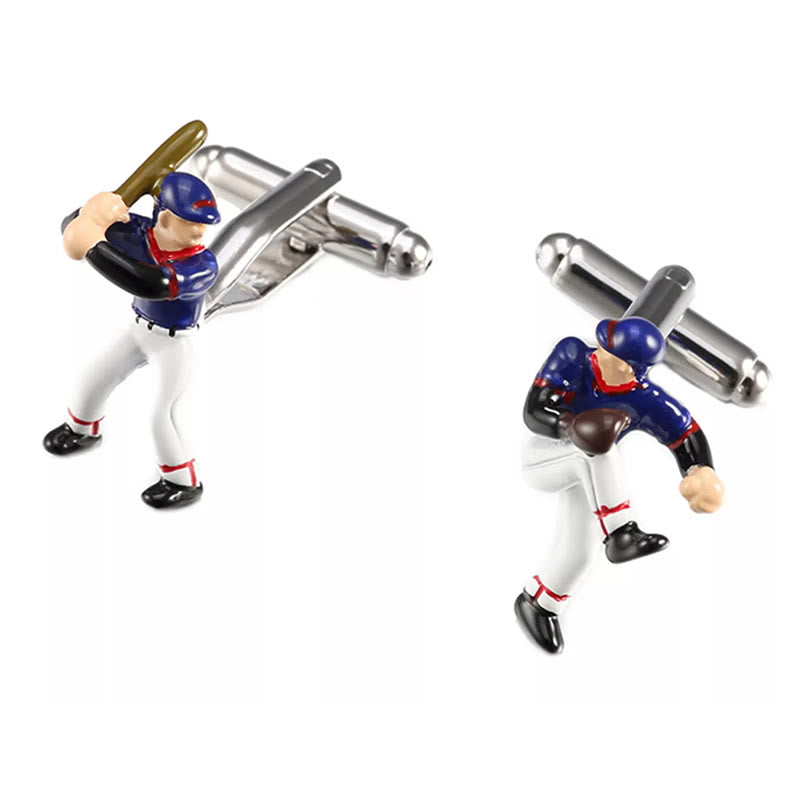 Lot de 1 paire de boutons de manchette pour homme avec couvre-boutons Baseball Time