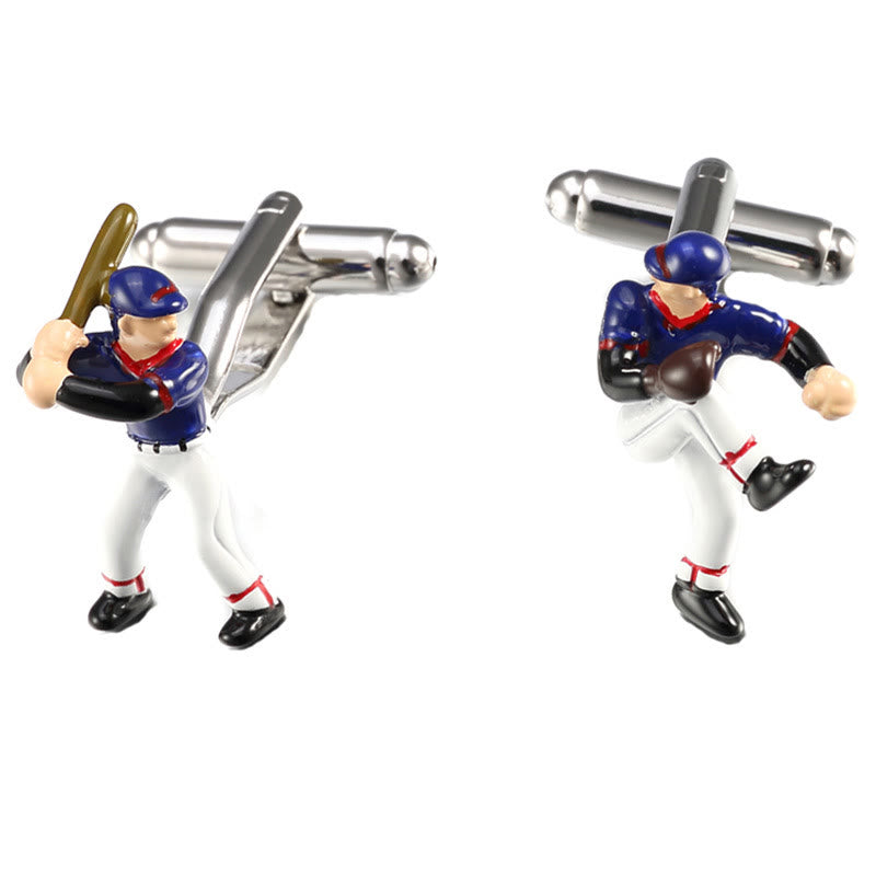 Lot de 1 paire de boutons de manchette pour homme avec couvre-boutons Baseball Time