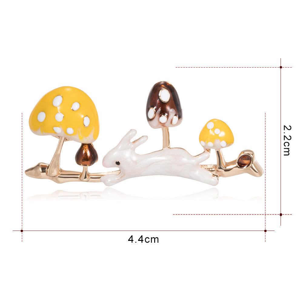 Broche lapin courant et champignon Accessoires de chemise mignons