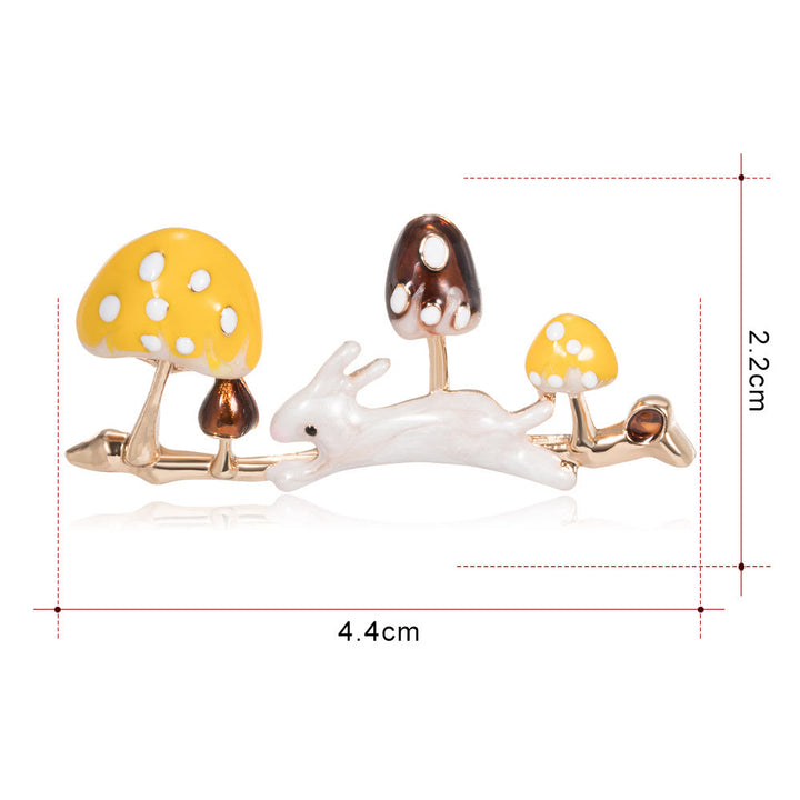 Broche lapin courant et champignon Accessoires de chemise mignons