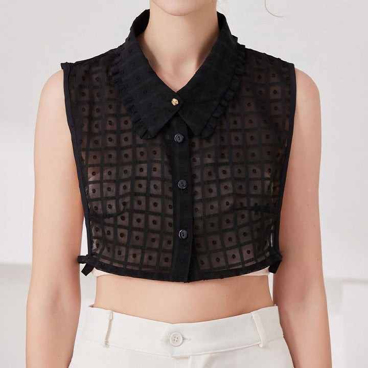 Chemisier demi-chemise amovible à faux col en treillis de pétales