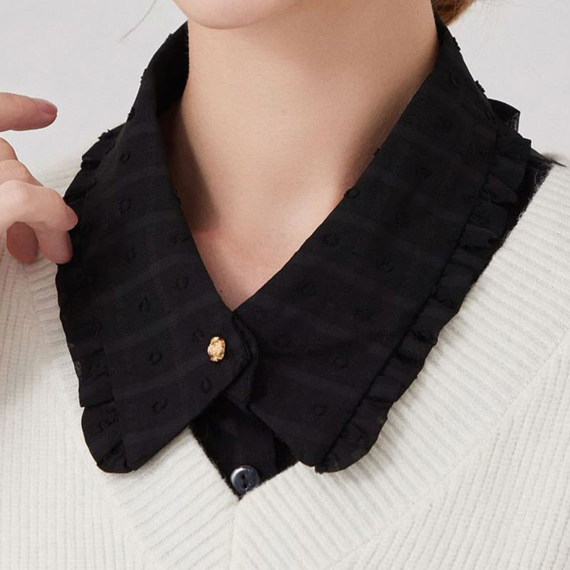 Chemisier demi-chemise amovible à faux col en treillis de pétales