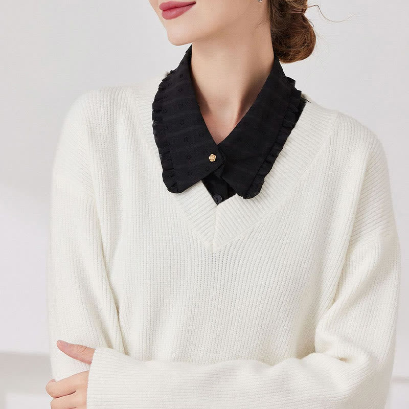 Chemisier demi-chemise amovible à faux col en treillis de pétales